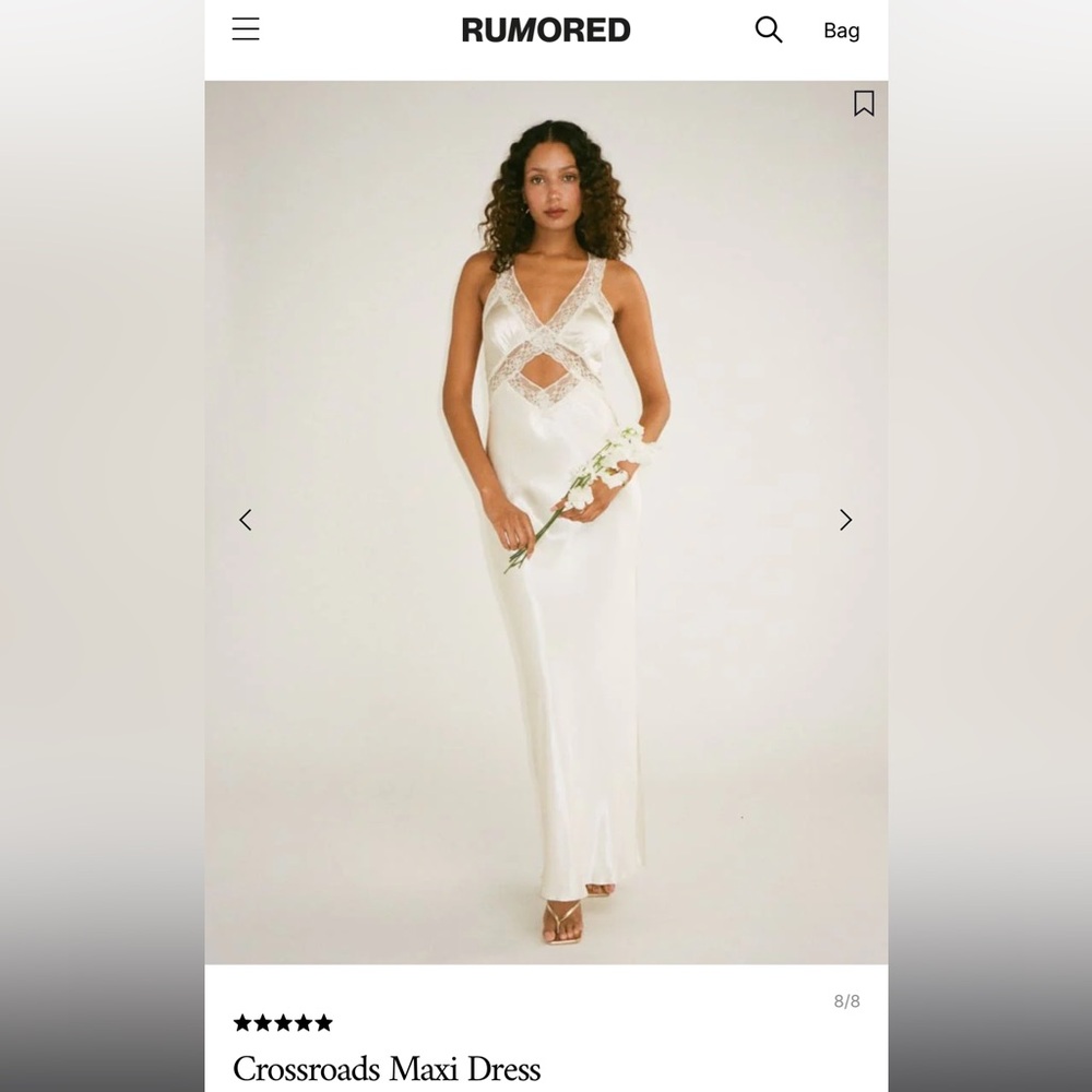 Rumored Crossroads Ivory Satin Maxi Slip Dress